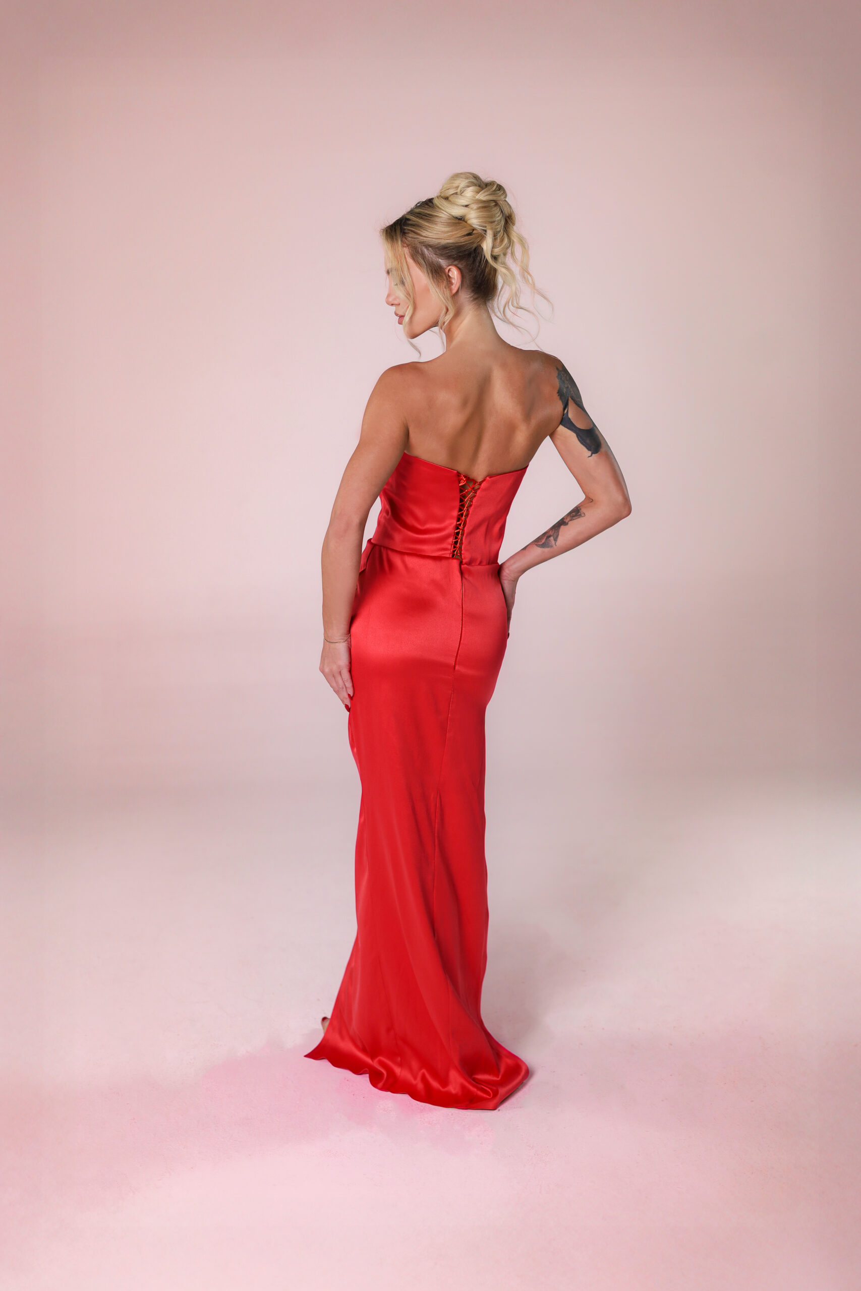Back view of luxury evening dress by Andrea Stanic.